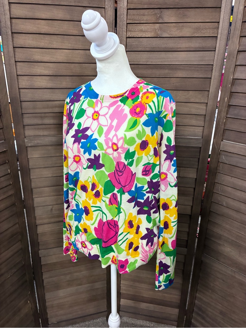 J. Crew Multi-Color Floral Crewneck Sweater